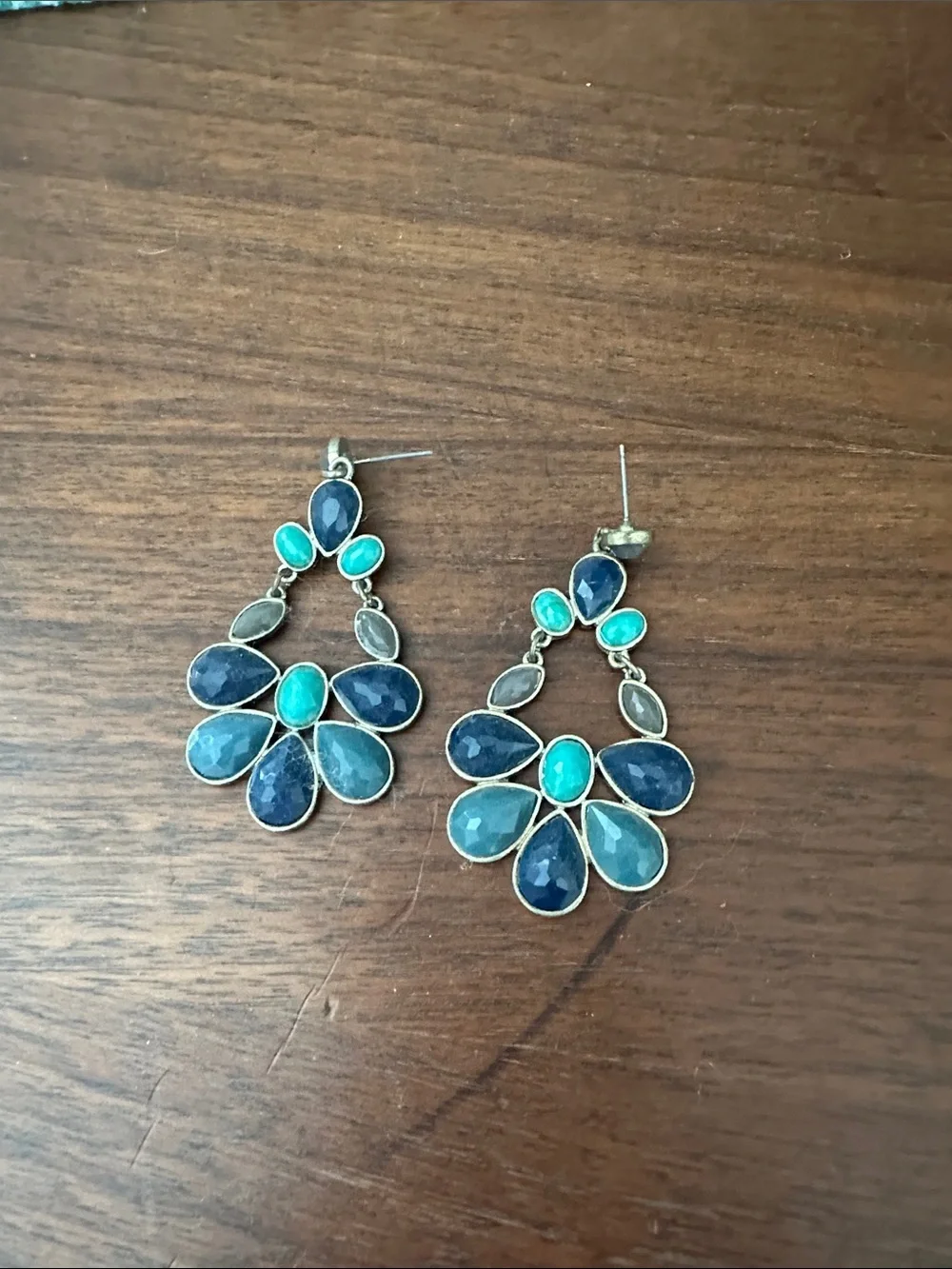 Turquoise & Navy Teardrop Dangle Earrings - Women Jewelry